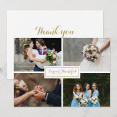 モダンゴールドスクリプトウェディングフォトコラージュ サンキューカード (正面/裏面)