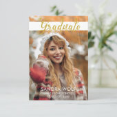 モダンゴールドスクリプト写真卒業式 招待状 (スタンド正面)