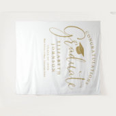 モダンゴールドスクリプト卒業パーティー写真用背景 タペストリー (正面(横))