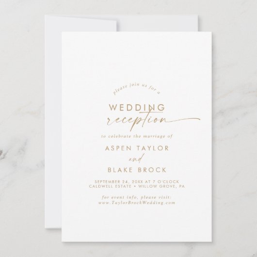 モダンゴールドスクリプト結婚式招待状 招待状 (正面)