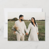 モダンゴールドスクリプト2枚の写真の結婚式 サンキューカード (裏面)