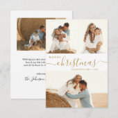 モダンゴールドスクリプト3枚写真コラージュクリスマスカード 招待状 (正面/裏面)