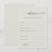 モダンゴールドスクリプト ボホ ウェディングアドバイスカード エンクロージャーカード (正面/裏面)