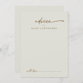 モダンゴールドスクリプト ボホ ウェディング アドバイス カード (正面/裏面)