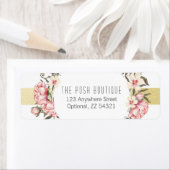 モダンゴールドストライプの花束 リターンアドレス ラベル (インサイチュ)