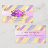 モダンゴールドストライプス ホログラフィックロータス 名刺 (正面/裏面)