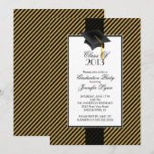 モダンゴールドストライプ卒業パーティー招待状 招待状 (正面/裏面)