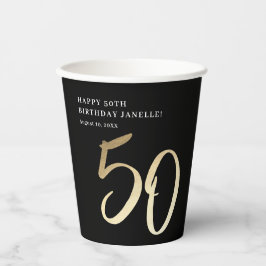 モダンゴールドタイプの50歳の誕生日パーティー 紙コップ