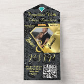 モダンゴールドダイヤモンドブラック結婚式招待状 オールインワン招待状 (内側)