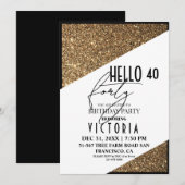 モダンゴールドチック 40歳誕生日パーティー 招待状 (正面/裏面)