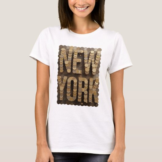 モダンゴールドニューヨークデザイン Tシャツ (正面)