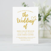 モダンゴールドハートスクリプト結婚式招待状 出欠カード (スタンド正面)