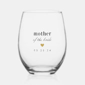 モダンゴールドハートマザーブライドギフト ステムなしワイングラス (正面)