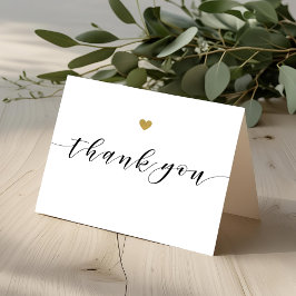 モダンゴールドハート折り紙ウェディング サンキューカード