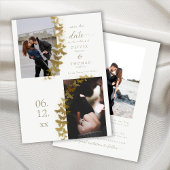 モダンゴールドバタフライ エレガント3枚写真 ウェディング セーブザデート