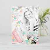 モダンゴールドピラミッド シニア写真 卒業式 招待状 (スタンド正面)