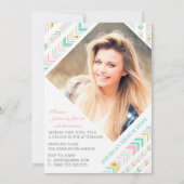 モダンゴールドピラミッド シニア写真 卒業式 招待状 (裏面)