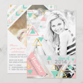 モダンゴールドピラミッド シニア写真 卒業式 招待状 (正面/裏面)