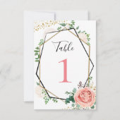 モダンゴールドピンクジオメトリックテーブルナンバー 招待状 (裏面)