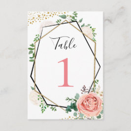 モダンゴールドピンク幾何学テーブルナンバー 招待状