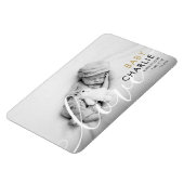 モダンゴールドフォトベイビー誕生のお知らせ マグネット (左側)