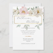 モダンゴールドフラワーウェディング 招待状 (正面)