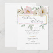 モダンゴールドフラワーウェディング 招待状 (正面/裏面)