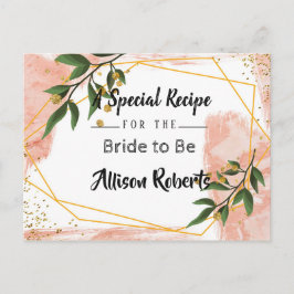 モダンゴールドフレーム アイボリー グリーン フローラル ブライダルシャワー ポストカード