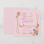 モダンゴールドフレーム | オーダーメイドの花嫁への招待状 セーブザデート (正面/裏面)