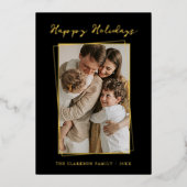 モダンゴールドフレーム ハッピーホリデー 箔シーズンカード (正面)