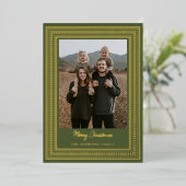 モダンゴールドフレーム ホリデーフォト クリスマスカード 箔シーズンカード (立ち正面)