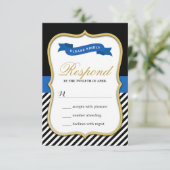 モダンゴールドブラケットフレーム ブラック＆ホワイトストライプ RSVP (スタンド正面)