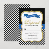 モダンゴールドブラケットフレーム ブラック＆ホワイトストライプ RSVP (正面/裏面)