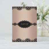 モダンゴールドブラックレース婚約パーティRSVP 招待状 (スタンド正面)