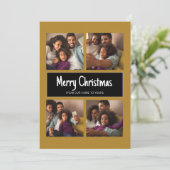 モダンゴールドブラック4枚写真コラージュクリスマス シーズンカード (スタンド正面)