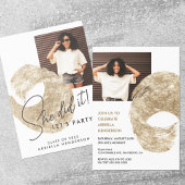 モダンゴールドペイント写真 卒業式招待状 招待状