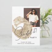 モダンゴールドペイント写真 卒業式招待状 招待状 (スタンド正面)