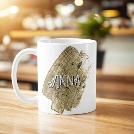 モダンゴールドペイント名入り コーヒーマグカップ