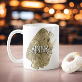 モダンゴールドペイント名入り コーヒーマグカップ