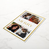 モダンゴールドボーダー ホリデー マルチフォト フォイル カード (回転した状態)