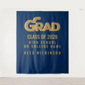 モダンゴールドボールドタイポグラフィ ミニマル卒業 タペストリー (正面)