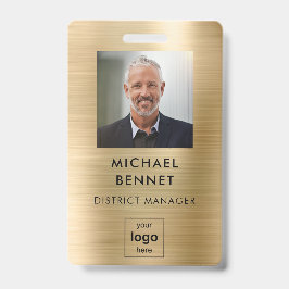 モダンゴールドメタル社員写真IDバッジ バッジ