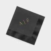 モダンゴールドモノグラムウェディングコイン ドリンク 箔ナプキン (左)