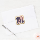モダンゴールドラブ イン スクリプト 結婚写真 スクエアシール (封筒)