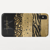 モダンゴールドラメ モノグラム入り女の子向けデザイン Case-Mate iPhoneケース (裏面(横))