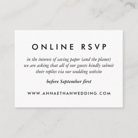 モダンゴールドリング 結婚式 オンラインRSVPカード エンクロージャーカード (正面)