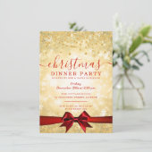 モダンゴールドレッドクリスマスグリッターウィンター 招待状 (スタンド正面)
