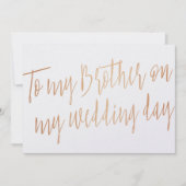 モダンゴールドローズ「私の結婚式の日に兄へ」 招待状 (正面)