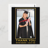 モダンゴールド卒業写真感謝 ポストカード (正面/裏面)