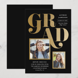 モダンゴールド卒業写真 卒業パーティー 招待状